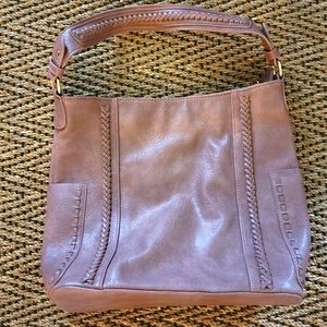 Pink shoulder bag with braided accents